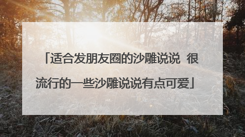 适合发朋友圈的沙雕说说 很流行的一些沙雕说说有点可爱
