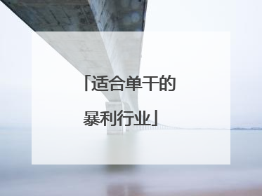 适合单干的暴利行业