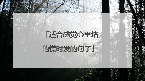 适合感觉心里堵的慌时发的句子