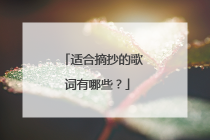 适合摘抄的歌词有哪些?