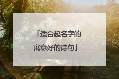 适合起名字的寓意好的诗句