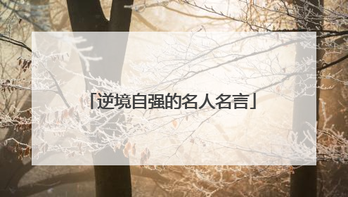 逆境自强的名人名言