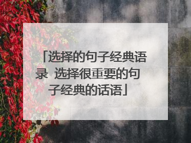 选择的句子经典语录 选择很重要的句子经典的话语