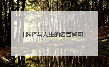 选择与人生的名言警句