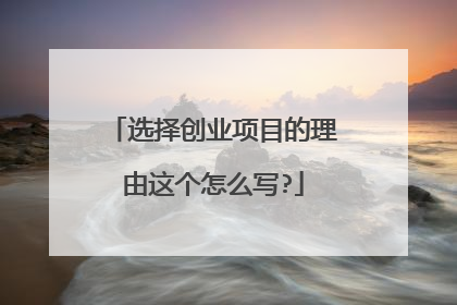 选择创业项目的理由这个怎么写?