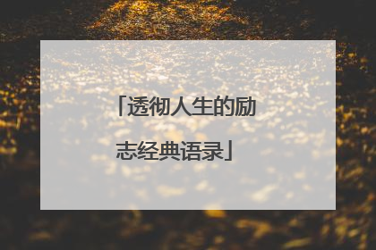 透彻人生的励志经典语录