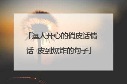 逗人开心的俏皮话情话 皮到爆炸的句子