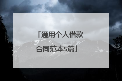 通用个人借款合同范本5篇