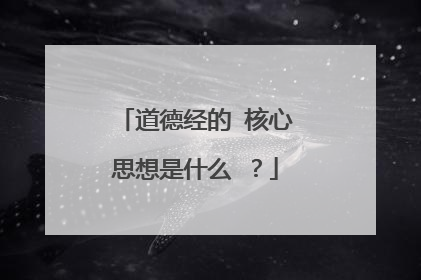 道德经的 核心思想是什么 ?