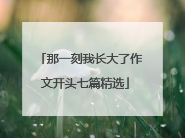 那一刻我长大了作文开头七篇精选