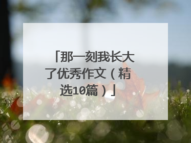 那一刻我长大了优秀作文(精选10篇)
