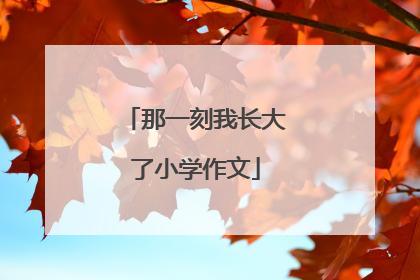 那一刻我长大了小学作文
