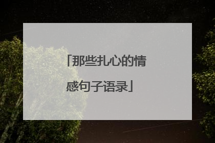 那些扎心的情感句子语录