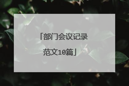 部门会议记录范文10篇