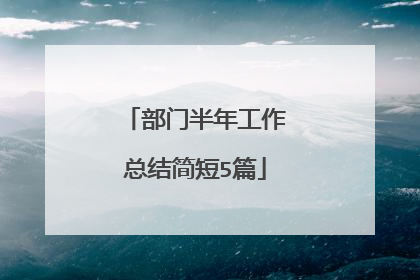 部门半年工作总结简短5篇