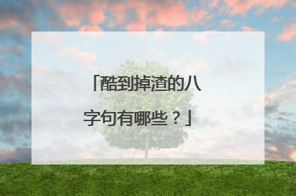酷到掉渣的八字句有哪些?
