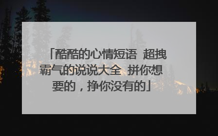 酷酷的心情短语 超拽霸气的说说大全 拼你想要的,挣你没有的