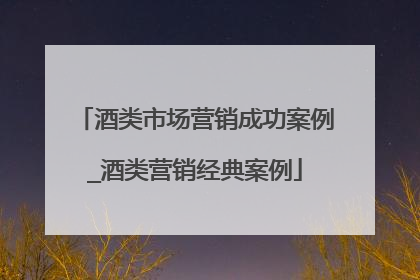 酒类市场营销成功案例_酒类营销经典案例