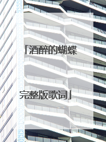 酒醉的蝴蝶完整版歌词