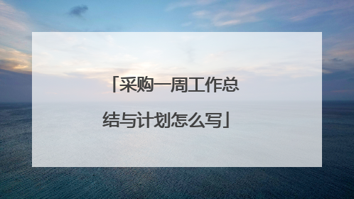 采购一周工作总结与计划怎么写