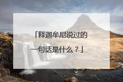 释迦牟尼说过的一句话是什么?