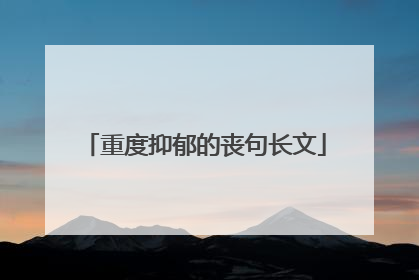 重度抑郁的丧句长文