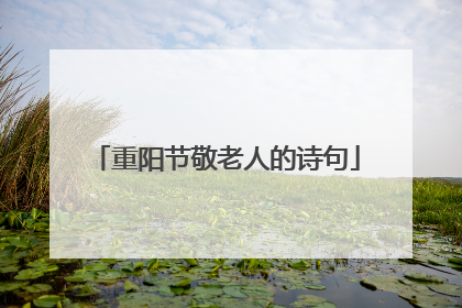 重阳节敬老人的诗句