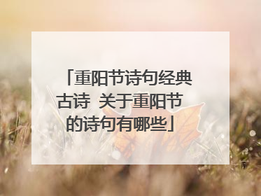 重阳节诗句经典古诗 关于重阳节的诗句有哪些