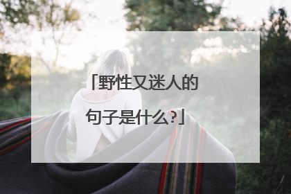 野性又迷人的句子是什么?