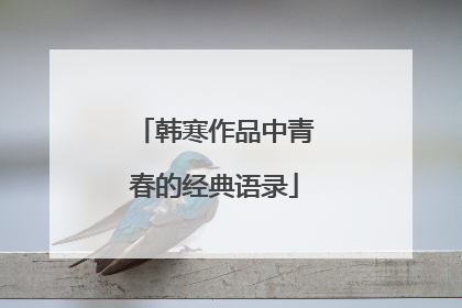 韩寒作品中青春的经典语录