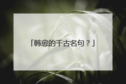 韩愈的千古名句？