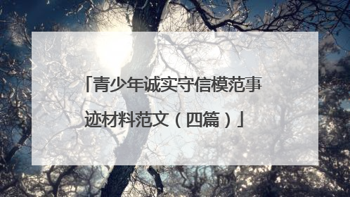 青少年诚实守信模范事迹材料范文（四篇）
