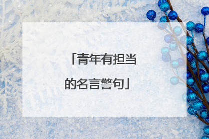 青年有担当的名言警句
