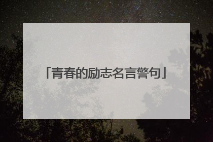 青春的励志名言警句