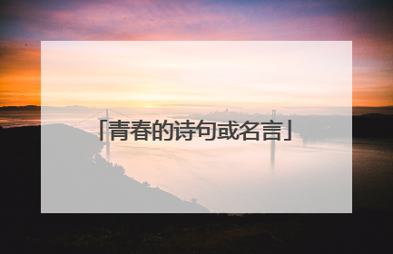 青春的诗句或名言