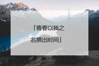 青春以我之名播出时间