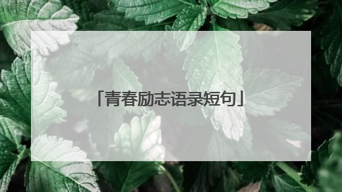 青春励志语录短句