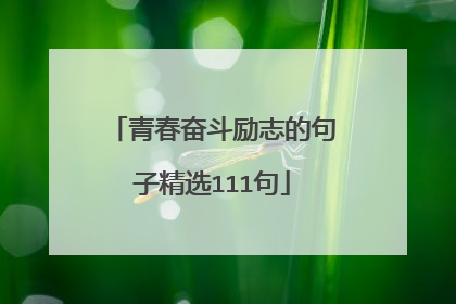 青春奋斗励志的句子精选111句
