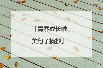 青春成长唯美句子摘抄