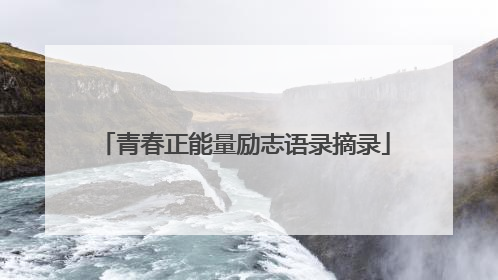青春正能量励志语录摘录