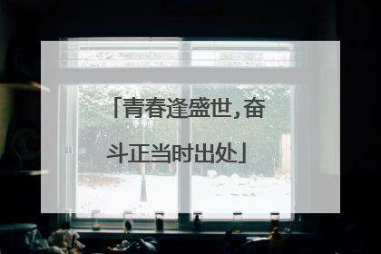 青春逢盛世,奋斗正当时出处