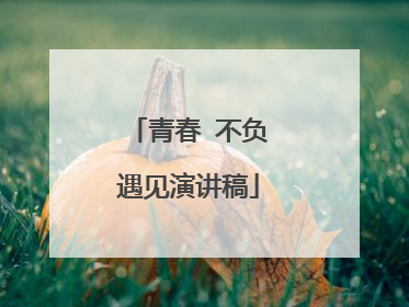 青春 不负遇见演讲稿