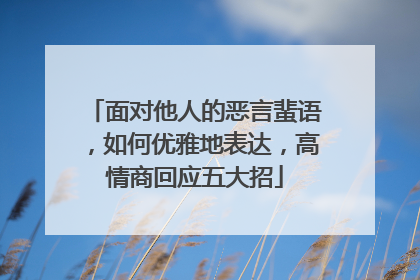 面对他人的恶言蜚语,如何优雅地表达,高情商回应五大招