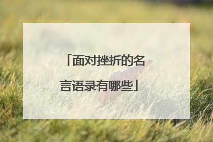 面对挫折的名言语录有哪些