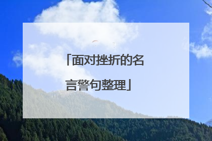 面对挫折的名言警句整理