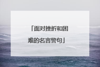 面对挫折和困难的名言警句