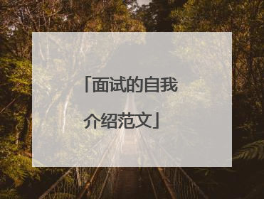 面试的自我介绍范文