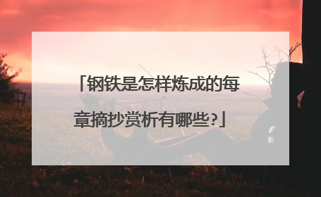钢铁是怎样炼成的每章摘抄赏析有哪些?