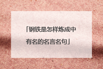 钢铁是怎样炼成中有名的名言名句