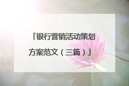 银行营销活动策划方案范文(三篇)